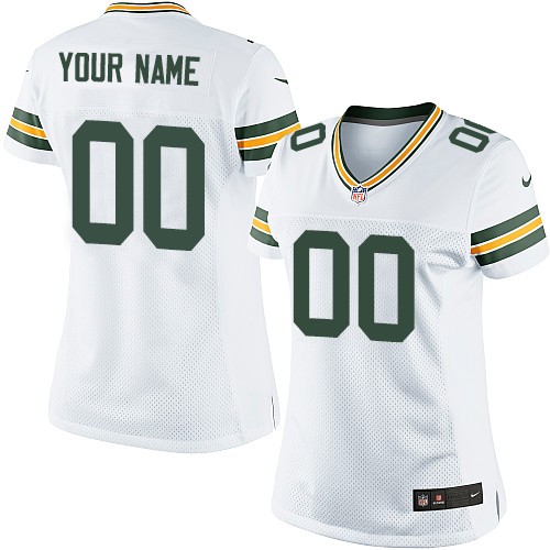 Women's Elite Nike Jersey White Road - Customized NFL Green Bay Packers